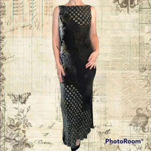 Iridescent Gray Velvet Hand Beaded Lux Evening Gown